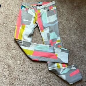 Armani Exchange color block skinny jeans